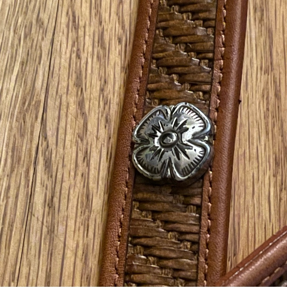 VINTAGE FOSSIL WOMENS BROWN LEATHER BELT SIZE M Western - Picture 3 of 7